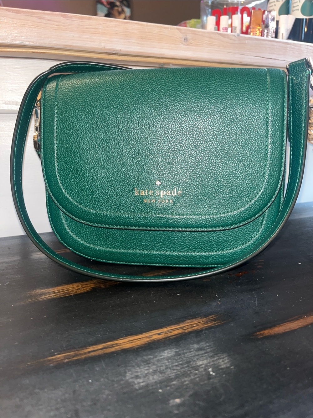 kate spade emerald green pebbled leather crossbody